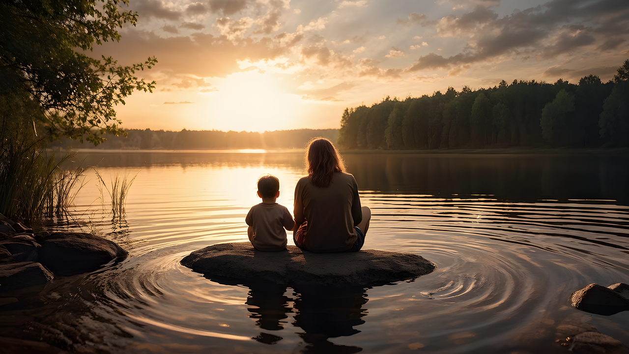 ai generated, lake, mindful parenting